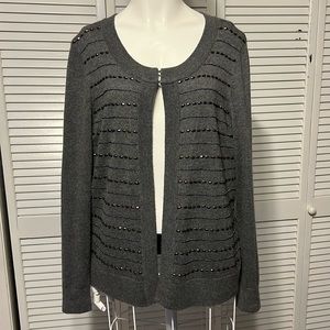Talbots Bead Embellished long sleeve Cardigan Size Medium 70% Nylon 30%lambswool